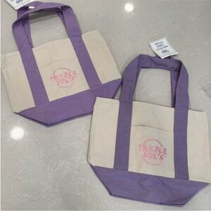 SOLD OUT!! NWT Trader Joe’s 2025 Mini Canvas Tote Bags PURPLE - 2-pack or 1-pack